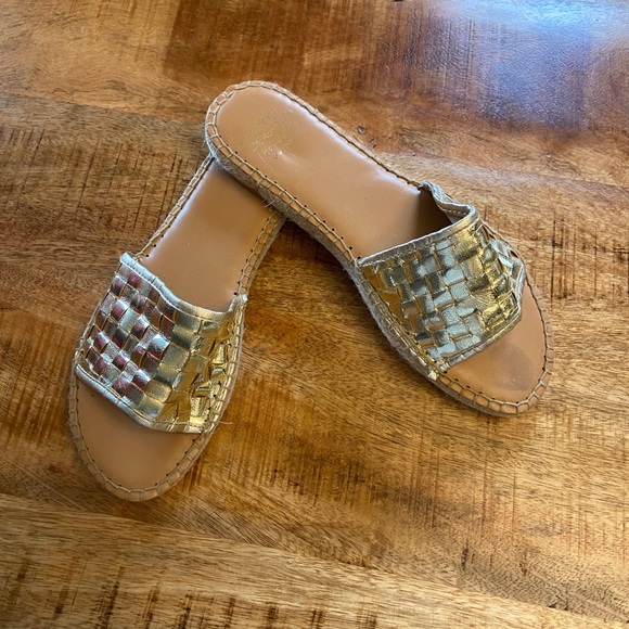 Gold espadrilles style slides - Picture 1 of 2